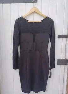 FRENCH CONNECTION WOMENS BLACK BODYCON DRESS - LONG SLEEVE - KNEE-LENGTH - UK 10 - Picture 1 of 10