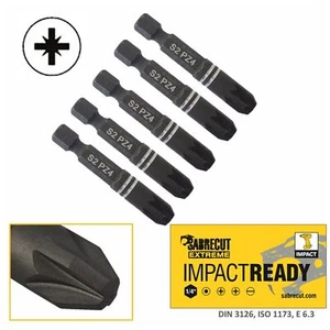 SabreCut Impact Drill Driver 50mm PZ4 POZI Screwdriver Bits Set Heavy Duty - Picture 1 of 7