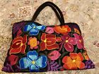 Guatemalan Tote Purse Embroidered Floral Market Bag Chiapas Mexican Large 18in