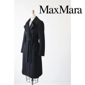 Max Mara Manuela coat Pure Cashmere Belted black 34 - Picture 1 of 12
