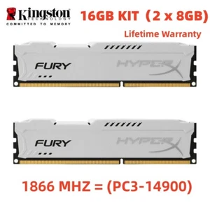 KINGSTON HyperX FURY DDR3 16GB 2x 8GB 1866 MHz PC3-14900 Desktop RAM Memory DIMM - Picture 1 of 10