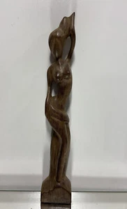 VTG Modernist Sculpture Mid Century Wood Carved figure Art Female abstract  - Picture 1 of 12