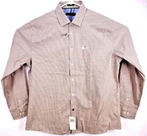 NUEVO CON ETIQUETAS Camisa Tommy Hilfiger Para Hombre Talla XL Manga Larga Botón Marrón/Blanco Mini Cuadros - Imagen 1 de 8