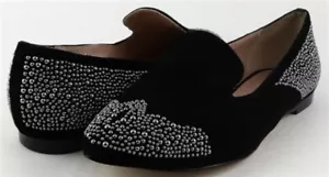 $140 FRENCH CONNECTION GABBIE Black Suede Studded Designer Loafers 6 EUR 36 - Picture 1 of 4
