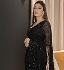 Designer black sequence Saree indian Wedding sequins party wear bollywood sari