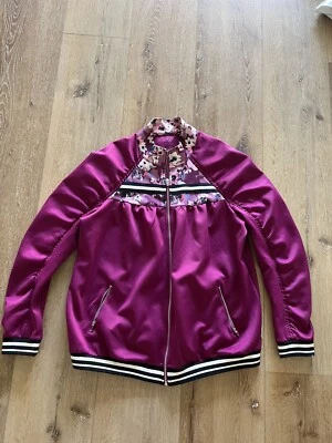 Lane Bryant Livi Active 14/16 Womens Purple Floral Print Zip Up Sweater  - Image 1 of 3