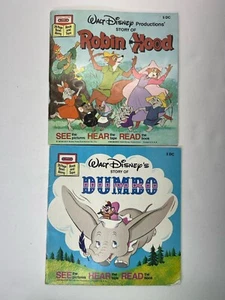 2 Vintage Walt Disney Read Along Books Dumbo And Robin Hood Books Only 1970s - Picture 1 of 14