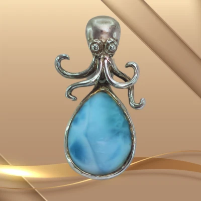 Colgante Pulpo Pigmeo Marahlago V2 - Larimar y Plata de Ley ¡Envío Rápido!! Foto 1 de 4