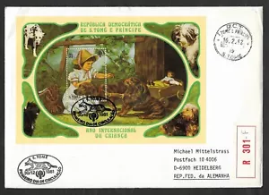 Dachshund Dogs IYC Children St Thomas Sao Tome & Principe 1981 Registered FDC - Picture 1 of 2