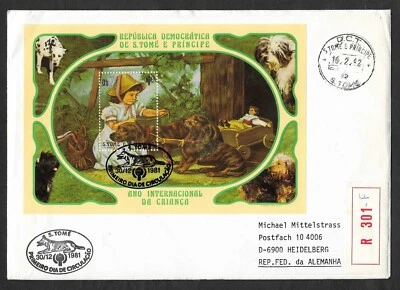 Dachshund Dogs IYC Children Santo Tomás Santo Tomé y Príncipe 1981 registrado FDC Foto 1 de 2