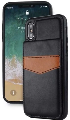 X/XS iPhone Cover Case Full Body Protection Leather Wallet Card Holder - Image 1 of 4