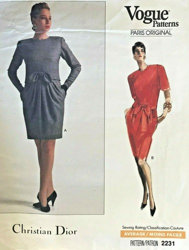 Abito VOGUE Misses anni '80 motivo Christian Dior 2231 taglia 12 16 NON TAGLIATO