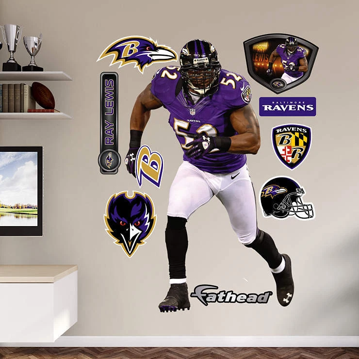 RAY LEWIS 3'11" x 6'4" Ravens HOF REAL BIG Life size FATHEAD + Extra Decals - Image 1 of 1