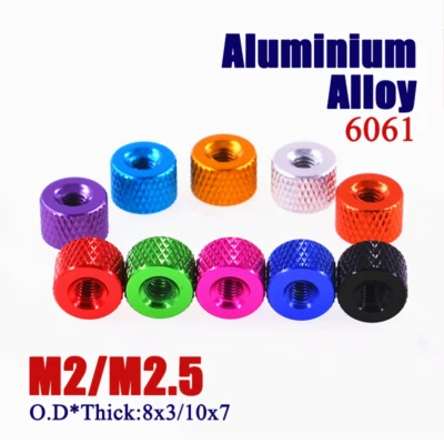 M2/M2.5 Aluminum Alloy Knurled Thumb Nut Thumb Bolts Through Hole Colourful - Bild 1 von 4