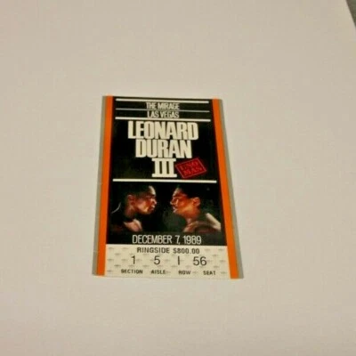 1989 BOXING TICKET LEONARD DURAN BOXING THE MIRAGE LAS VEGAS RARE ORANGE UNO MAS - Image 1 of 3