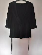 Primark Black Ruched Twist Knot Waist tie Smart Tailored Blouse Top Size 10