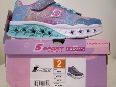 S Sport By Skechers Girls Kortney Star Print Sneakers Lavender/Teal Green Size 2 - Image 1 of 4