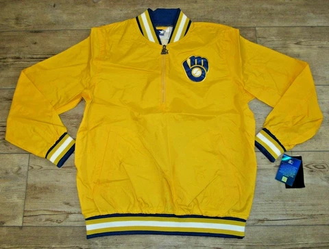 Milwaukee Brewers Vintage Style Starter 1/2 Zip Dugout Jacket size Men's Large Cover