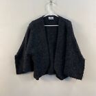 Weave O The Irish Womens Medium Sweater Top Gray Cardigan Boucle Crop Oversize