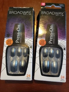 Broadway lot! Press on Ghostly Black and Silver Manicure Nails 63931 X2 - Picture 1 of 6