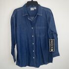 Vintage Sasson Denim Button Up Shirt Medium Long Sleeve Pocket New Dead Stock