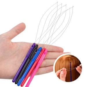 5pcs Micro Link Ring Beads Hair Extension Loop Threader Hook Pulling Needle Tool - Picture 1 of 36