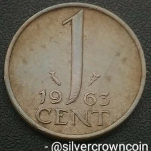 Netherlands 1 Cent 1963 Fish mint mark. KM#180. One Penny coin. Juliana. - Picture 1 of 7