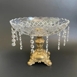Vintage Loevsky & Loevsky L&L WMC Crystal Pedestal Bowl Centerpiece with Prisms - Picture 1 of 10