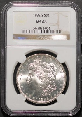 1882-S $1 Silver Morgan Dollar MS 66 NGC # 3492824-004 + Bonus - Image 1 of 2