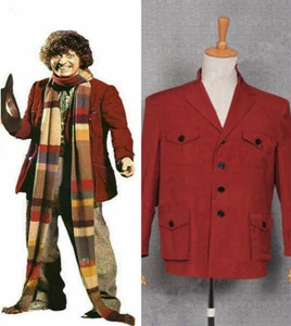 Doctor Who fourth 4th Doctor Cosplay Costume Dark Red Jacket Men Coat - Picture 1 of 5