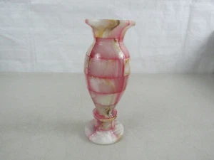 Jarrón pesado vintage artístico de mármol de color rosa de 7 7/8" de alto  - Imagen 1 de 9