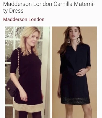 Madderson London Camilla Maternity Dress XS Black With Gold Trim Holiday Festive - Image 1 of 4