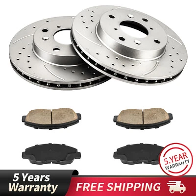 Front Drilled Disc Rotors + Brake Pads For Honda Accord 1998-2002 31243 D465A - Изображение 1 из 4