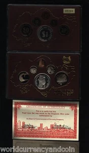 SINGAPORE 1 5 10 20 50 5 DOLLARS 1982 SILVER PROOF UNC COIN SET IN ORIGINAL BOX - Picture 1 of 1