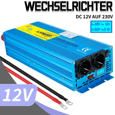 Wechselrichter 12v auf 230v 2500W 5000W Spannungswandler Reiner Sinus 2Steckdose - Bild 1 von 4
