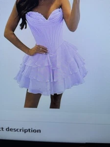 FoInLuve Lindo Corsé Niveles Vestido de Regreso a Casa Volantes Niveles 0 Nuevo Sin Tirantes Lila - Imagen 1 de 8