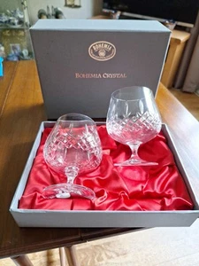 2 Crystal Brandy Balloon Glasses Boxed - Picture 1 of 4