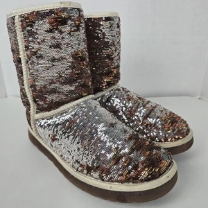 UGG Australia klassische Wende-Pailletten Kupfer/Silber Stiefel 3353 Größe 10 - Bild 1 von 11
