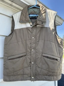 Fieldmaster Mens Vest Vintage Blue Puffer Corduroy Trim Pocket Full Zip Layer L - Picture 1 of 5