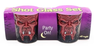 Pair of Fun World Devil's Head Halloween Horror Shot Glass Set NIP - Picture 1 of 5