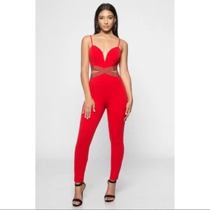 Stretch Jumpsuit mit Nieten Taille - Small - Bild 1 von 3