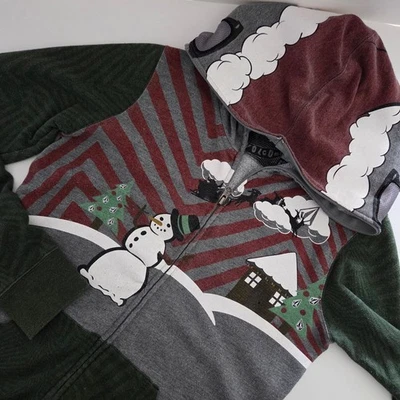 Volcom Holiday Snowman Cabin Winter Full Zip Hoodie Jacket Womens size M 12 - Image 1 of 4
