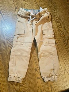 Gymboree 4T Boys 98% Cotton Cargo Pants Drawstring/Elastic Waist/ Cuffed - Tan - Picture 1 of 6