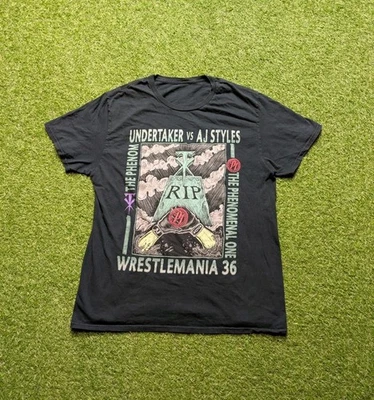  Camisa Wrestlemania 36 Talla Grande Negra Undertaker Vs AJ Styles Camiseta Gráfica Foto 1 de 4