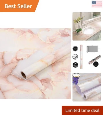 Waterproof Pink Marble Contact Paper for Cabinets & Furniture - Easy to Install - Image 1 of 4