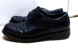 Rockport Men Black Leather Oxfords Plain Toe Heel Lace Up Dress Shoes Size 9.5 W - Picture 1 of 11