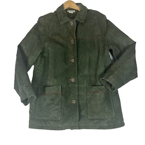 Giacca donna vintage Cedar Canyon pelle scamosciata taglia M verde foderata con bottoni - Foto 1 di 12