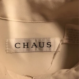 Chaus Womens Button Front Shirt Ivory Long Sleeve Point Collar Flap Pocket M 10 - Imagen 1 de 8