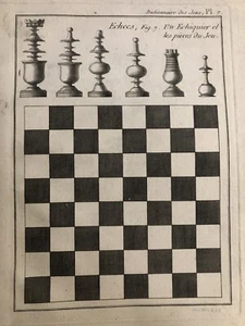 Chess Game Etching Original 1792 Panckoucke. Checkerboard Echees - Picture 1 of 6