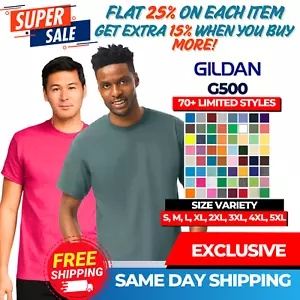 GD210 Gildan G500 Mens Short Sleeve Heavy Cotton Printable Plain Blank T-Shirt - Picture 1 of 63